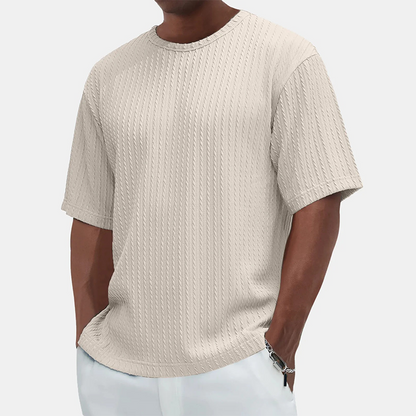 T-shirt texturé à col rond pour hommes Casual Versatile