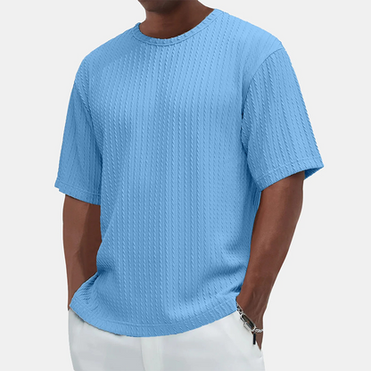 T-shirt texturé à col rond pour hommes Casual Versatile