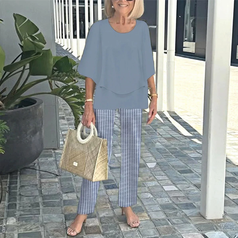 🔥 Ensemble pantalon imprimé et top à col ras du cou