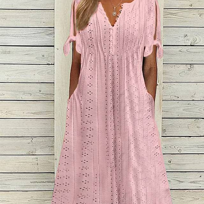 Robe élégante à col en V et découpe pour femme