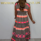 ✨2025 Meilleures ventes💖Robe sans manches à col en V pour femmes, motif vintage à rayures
