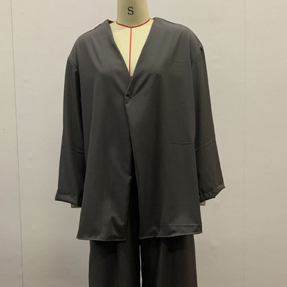 Ensemble deux pièces pour femme : haut élégant à col en V et pantalon large