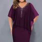 ✨Robe cape en strass avec col en V et superposition en mousseline