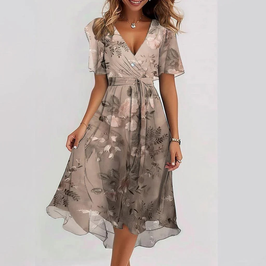 🔥Soldes exceptionnels 50 % de réduction💝✨Robe midi à manches courtes Special Blue