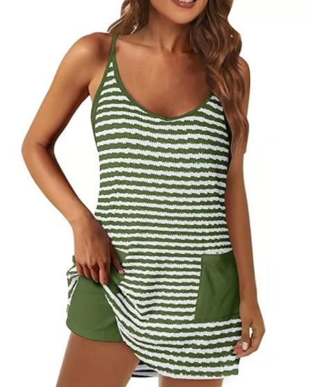 🔥2026 sommar ny art 50% rabatt🎁Robe d'été sans manches avec short pour femme