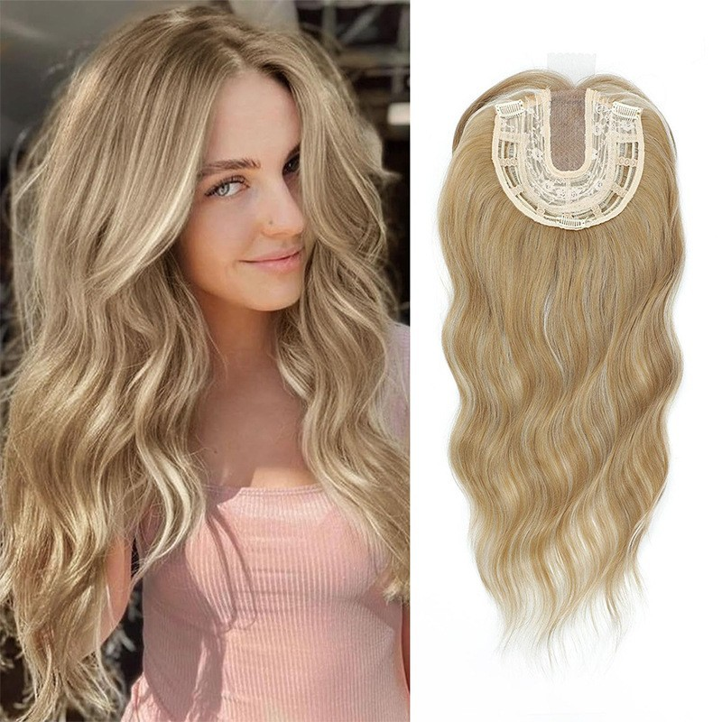 🌸50% de réduction pour une durée limitée👧 Wavy Clip-In Hair Topper avec Bangs pour l'amincissement des cheveux