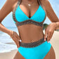 🌊 Offre à durée limitée : 50 % de réduction sur le maillot de bain séduisant à encolure en V et motif ondulé pour femme