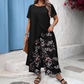 Ensemble femme - Top et pantalon imprimé de couleur unie