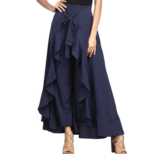 🎉2025 New Products Hot Sale✨Pantalon à jambe large asymétrique et ourlet volanté