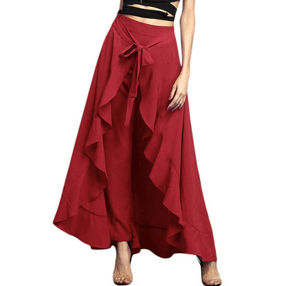🎉2025 New Products Hot Sale✨Pantalon à jambe large asymétrique et ourlet volanté