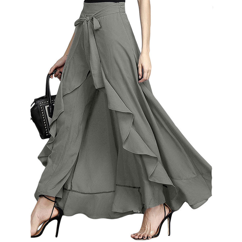 🎉2025 New Products Hot Sale✨Pantalon à jambe large asymétrique et ourlet volanté