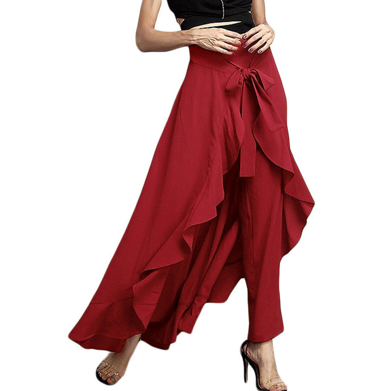 🎉2025 New Products Hot Sale✨Pantalon à jambe large asymétrique et ourlet volanté