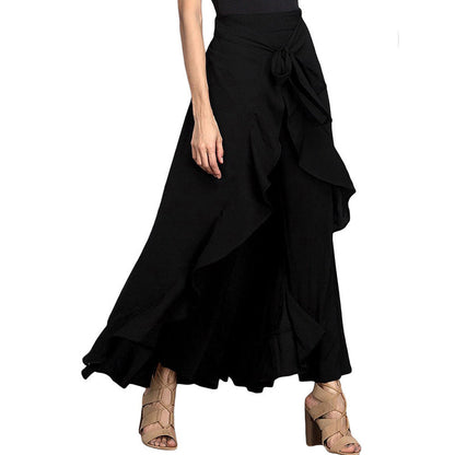 🎉2025 New Products Hot Sale✨Pantalon à jambe large asymétrique et ourlet volanté