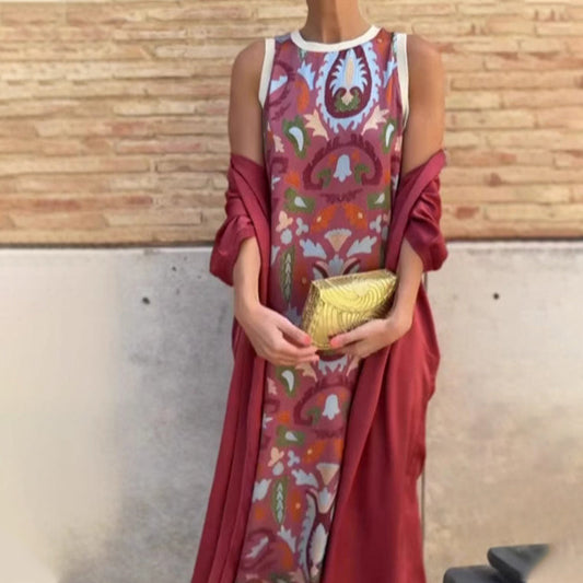 ⏳Spécial limité dans le temps⏰Women's Sleeveless Maxi Dress & Cover-Up Set