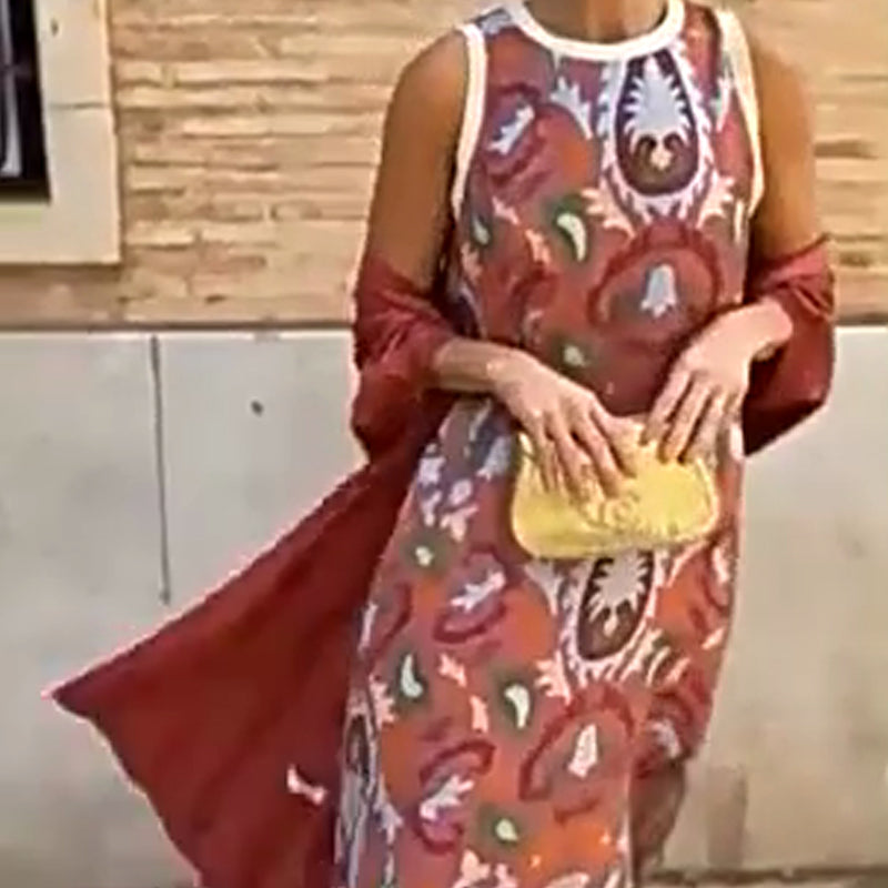 ⏳Spécial limité dans le temps⏰Women's Sleeveless Maxi Dress & Cover-Up Set