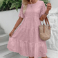 Robe unie à col rond et découpes florales pour femmes