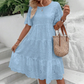 Robe unie à col rond et découpes florales pour femmes