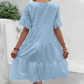Robe unie à col rond et découpes florales pour femmes