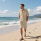 🏖️Offres spéciales d'été🌴 Ensemble de plage respirant pour homme - Manches courtes et short