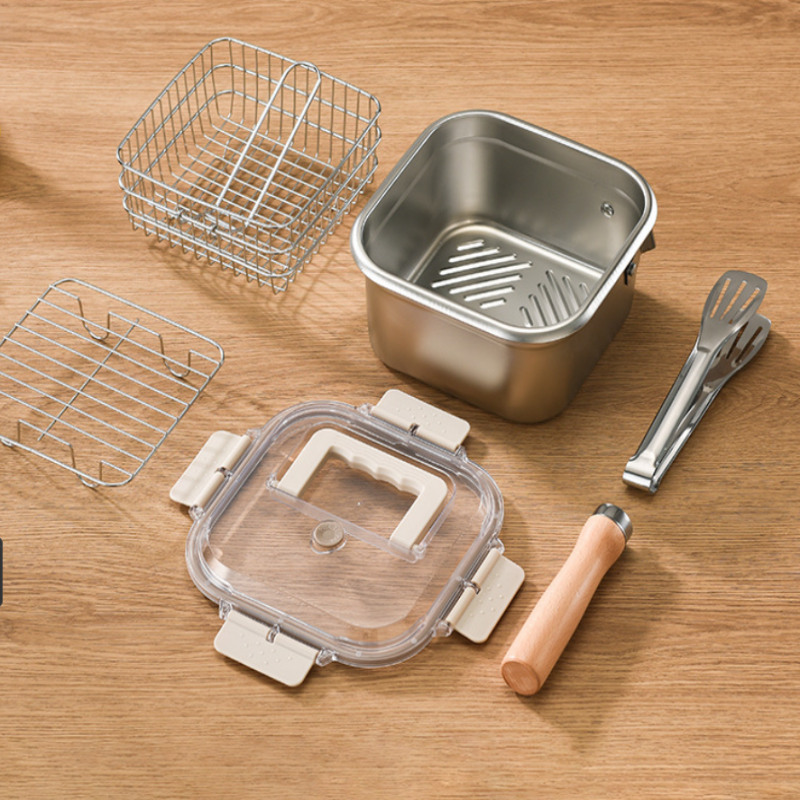 🔥50% de réduction🔥Ensemble de friteuse multifonction – Friteuse, cuiseur, conservation fraîche et lavage de légumes