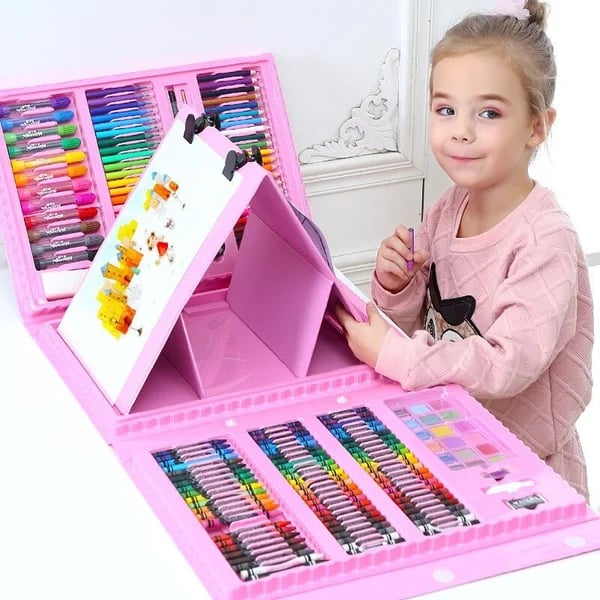 📢📢50% DE RÉDUCTION✨Kit Artistique 6-en-1 Enfant🎨208 Pièces, Chevalet Double Face, Matériaux Sûrs, Idéal pour Développer la Créativité✨