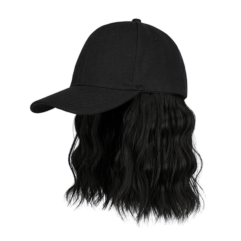 Perruque casquette de baseball 2 en 1 aux cheveux bouclés