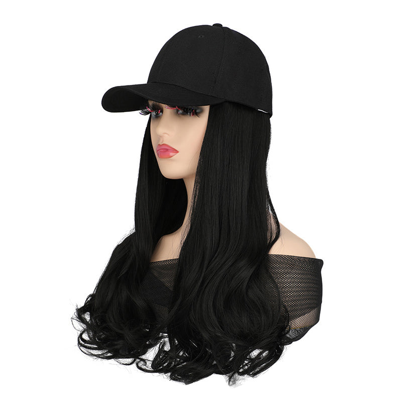 Perruque casquette de baseball 2 en 1 aux cheveux bouclés