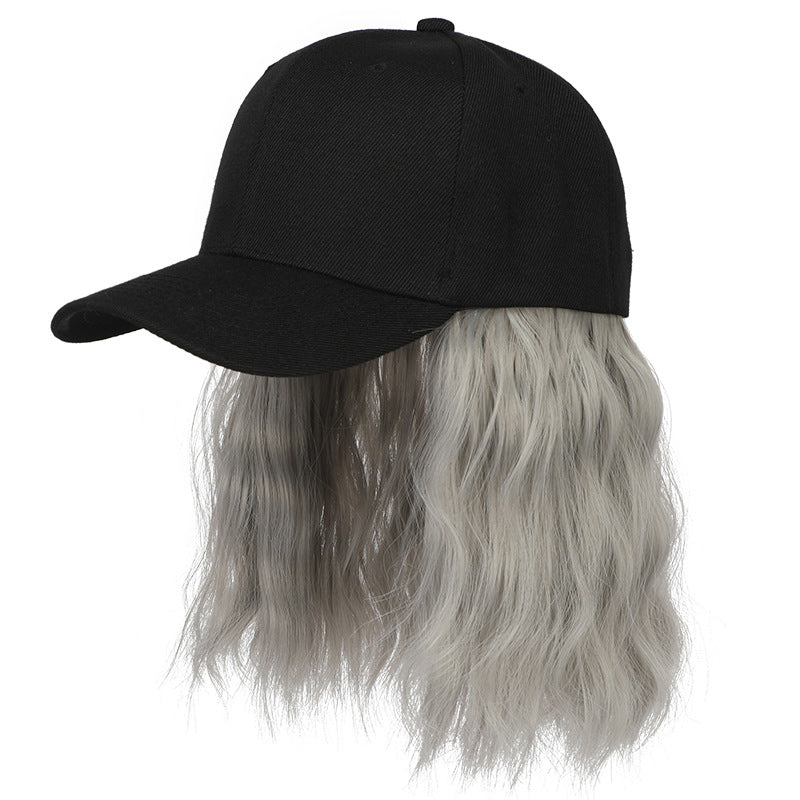 Perruque casquette de baseball 2 en 1 aux cheveux bouclés