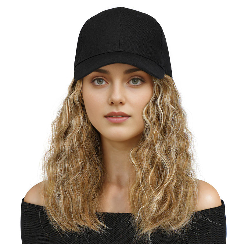 Perruque casquette de baseball 2 en 1 aux cheveux bouclés