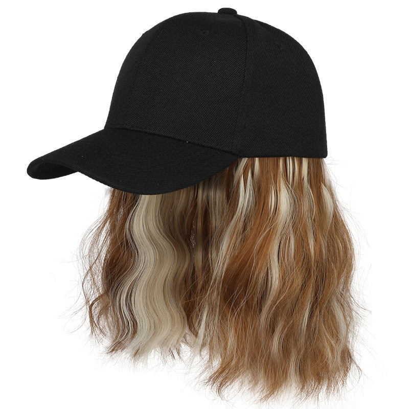 Perruque casquette de baseball 2 en 1 aux cheveux bouclés