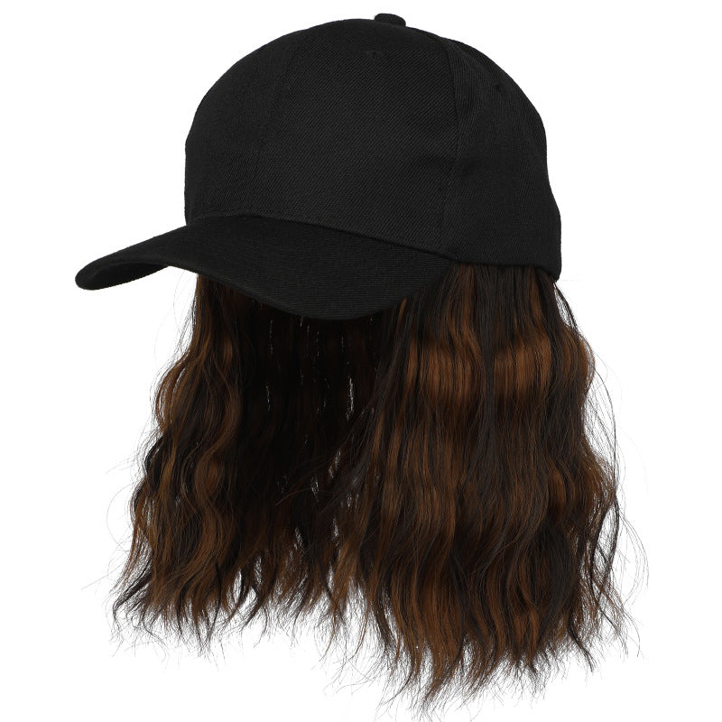 Perruque casquette de baseball 2 en 1 aux cheveux bouclés