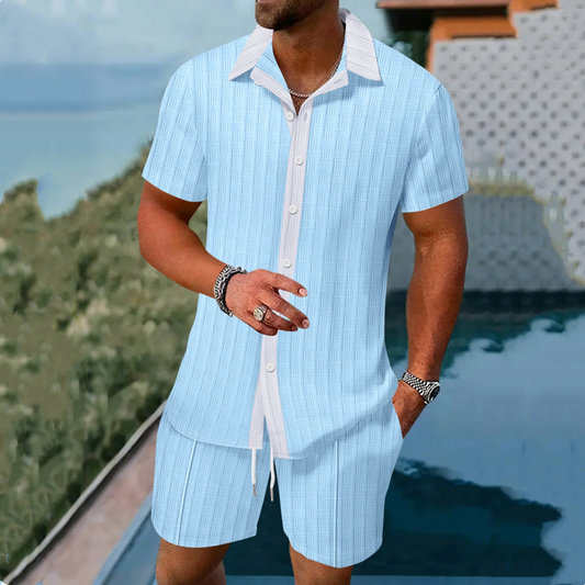 Ensemble chemise boutonnée et short pour hommes