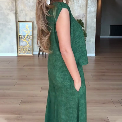 Ensemble 2 pièces sans manches et pantalon large pour femmes