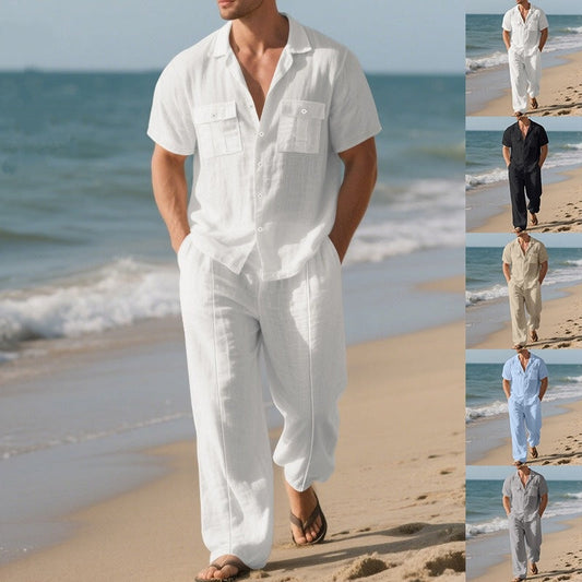 Ensemble 2 pièces chemise boutonnée et pantalon pour hommes