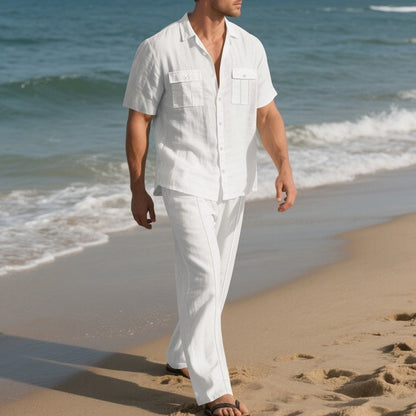 Ensemble 2 pièces chemise boutonnée et pantalon pour hommes