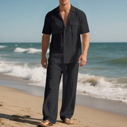 Ensemble 2 pièces chemise boutonnée et pantalon pour hommes
