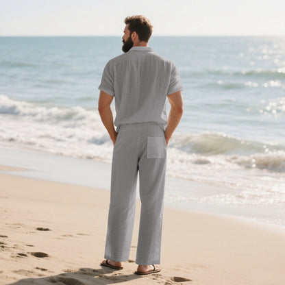 Ensemble 2 pièces chemise boutonnée et pantalon pour hommes
