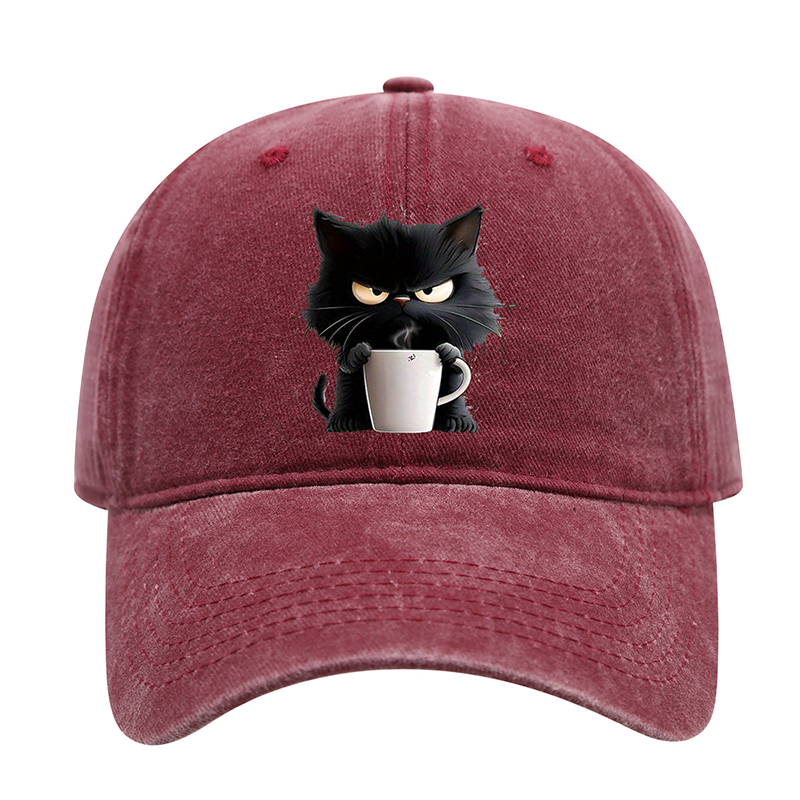 😻Casquette Vintage Mignon Chat Noir