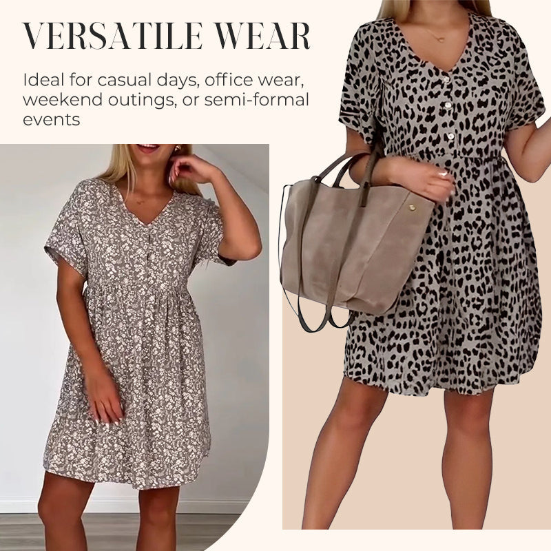 ⏳Spécial à durée limitée⏰Robe décontractée à col en V et manches courtes👗