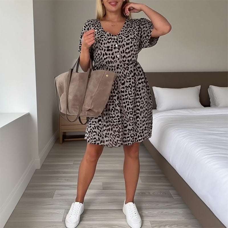 ⏳Spécial à durée limitée⏰Robe décontractée à col en V et manches courtes👗