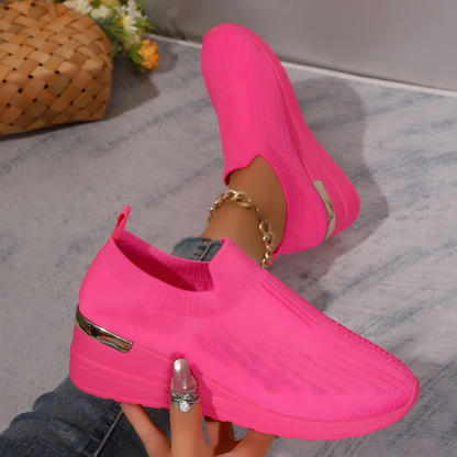 Chaussures en maille respirantes et confortables à semelles épaisses pour femmes