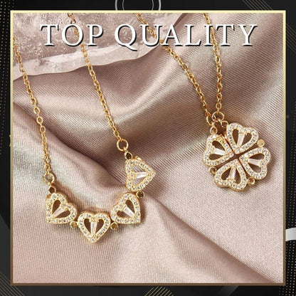 Collier en forme de cœur à quatre feuilles