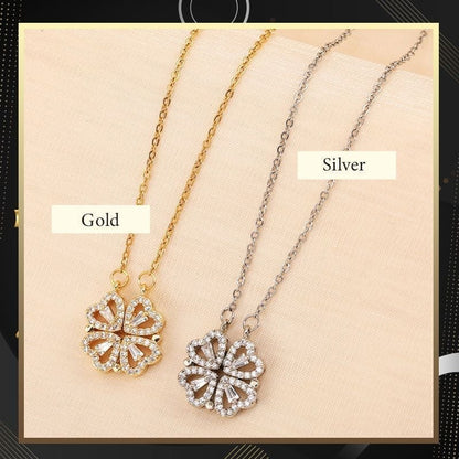 Collier en forme de cœur à quatre feuilles