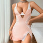 👗 Soldes exclusifs -50 % ! 💃Ensemble deux pièces composé d'une robe sexy à bretelles spaghetti en dentelle et d'un string
