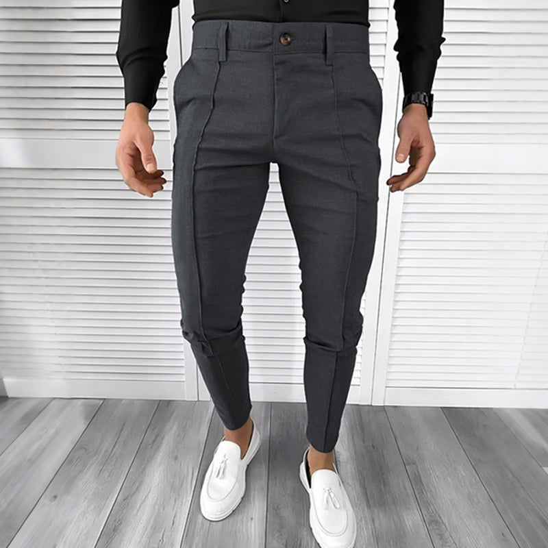 Pantalon habillé décontracté de couleur unie pour homme