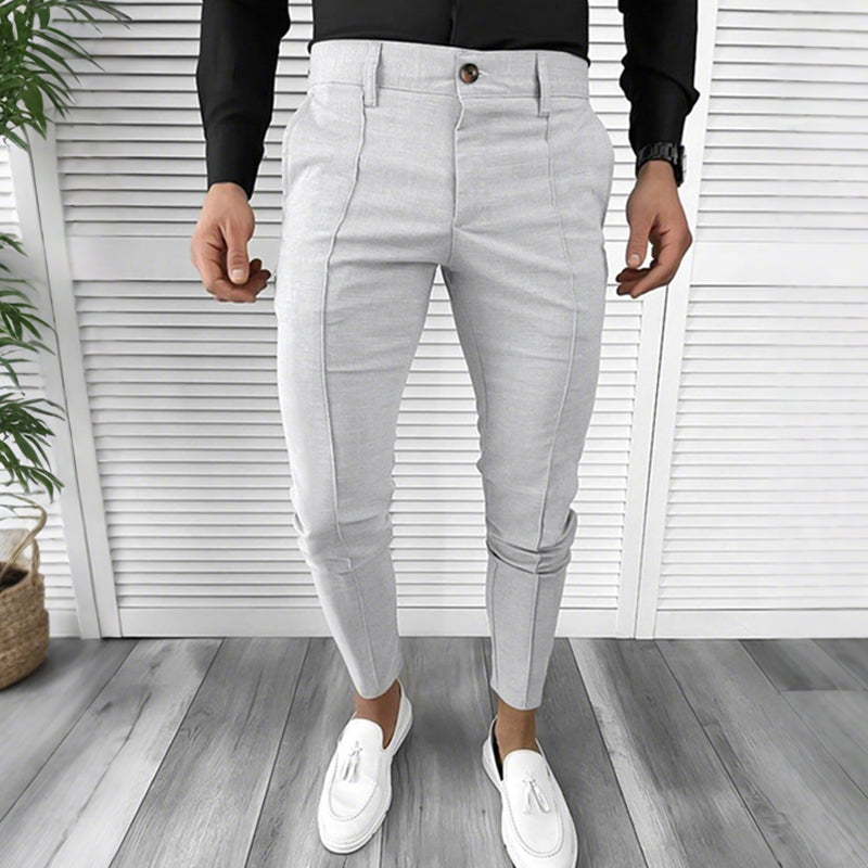 Pantalon habillé décontracté de couleur unie pour homme