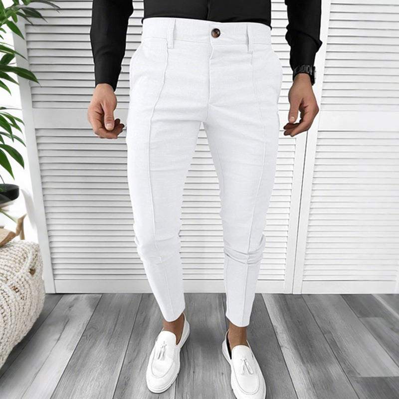 Pantalon habillé décontracté de couleur unie pour homme