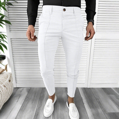 Pantalon habillé décontracté de couleur unie pour homme