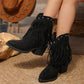 Bottines à talons avec pompons et rivets pour femmes