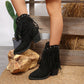 Bottines à talons avec pompons et rivets pour femmes